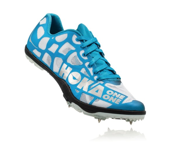 Hoka One One Rocket LD Mens UK - White / Blue Track Spikes - NXFRE0253